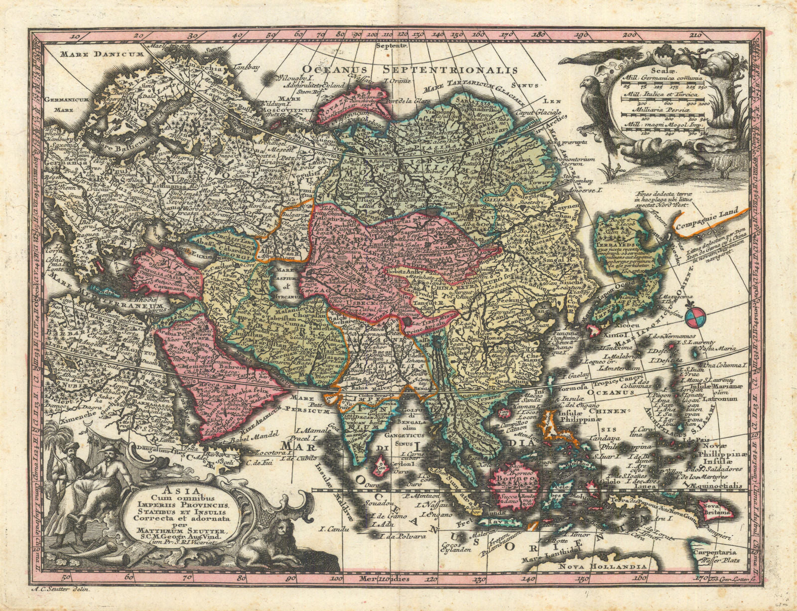 Asia cum omnibus imperiis provinciis statibus et insulis… Seutter c1744 map